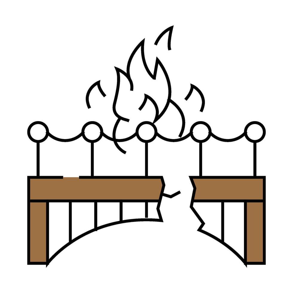 burn bridge and divorce icon color illustration vector