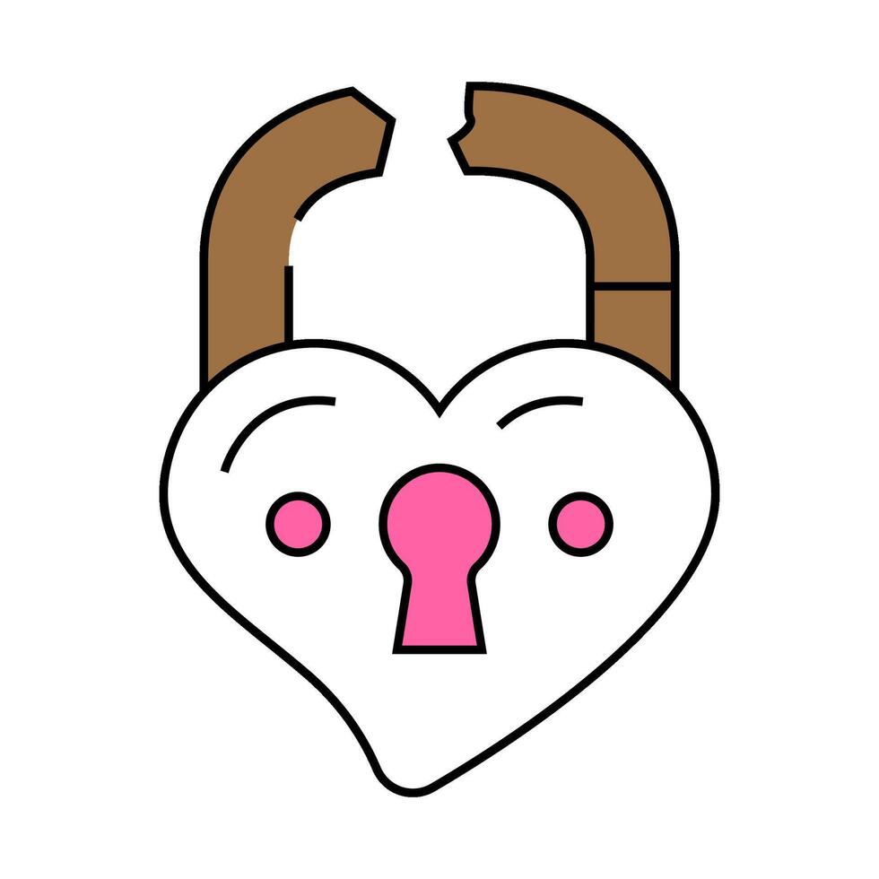 broken love padlock icon color illustration vector