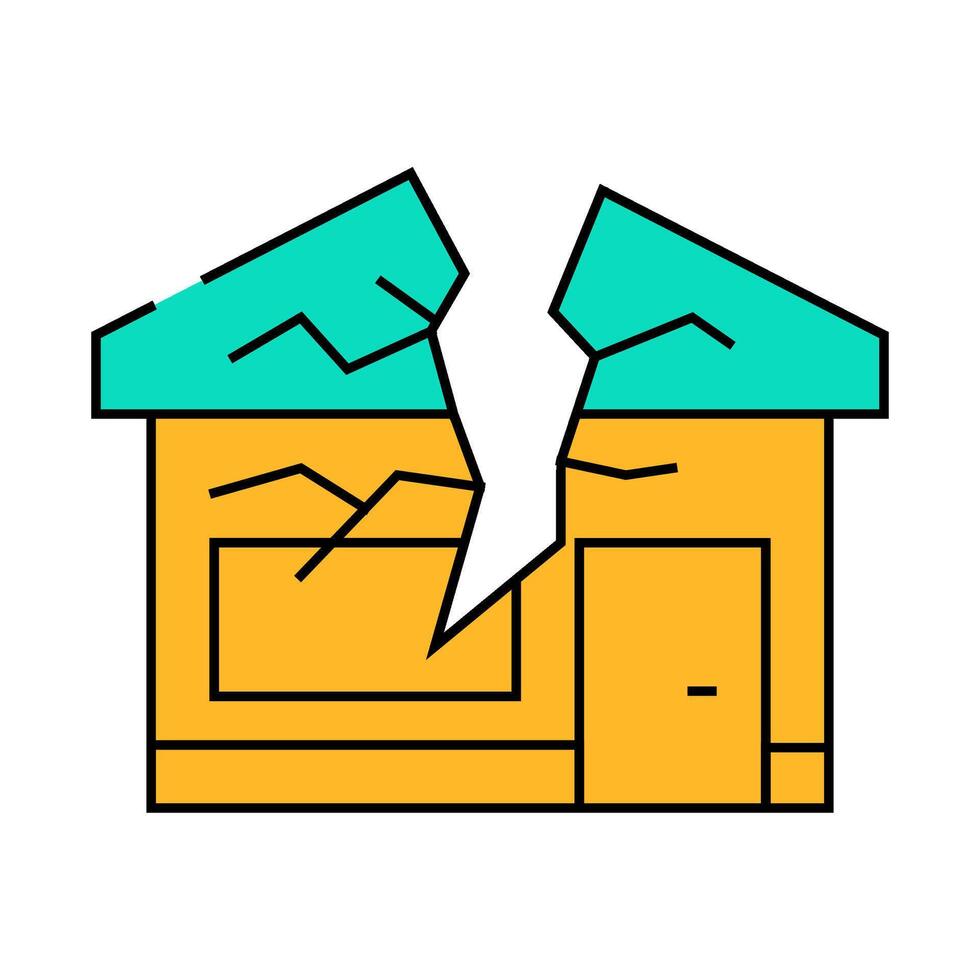 crashed house icon color illustration vector