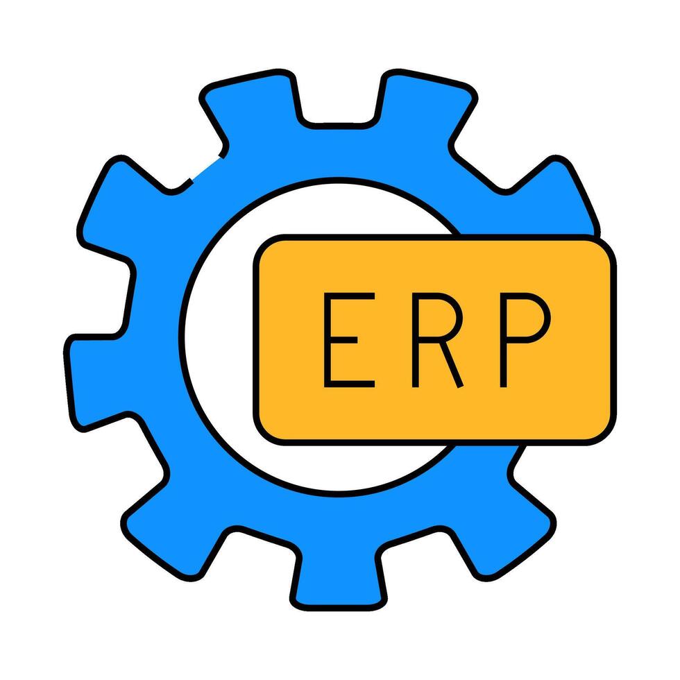 erp working processing icon color illustration vector