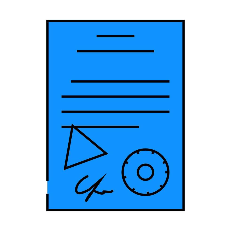 certificate document icon color illustration vector