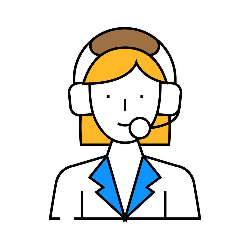 call center worker icon color illustration vector