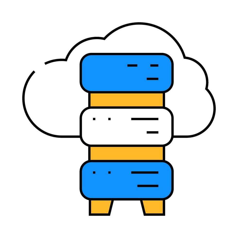 saas software and data center icon color illustration vector