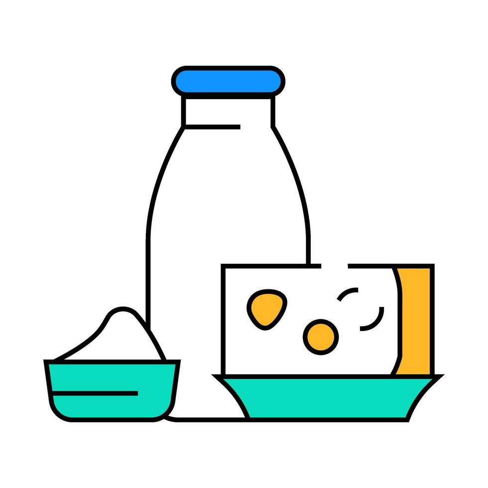 milk and cheese dairy product icon color illustration vector