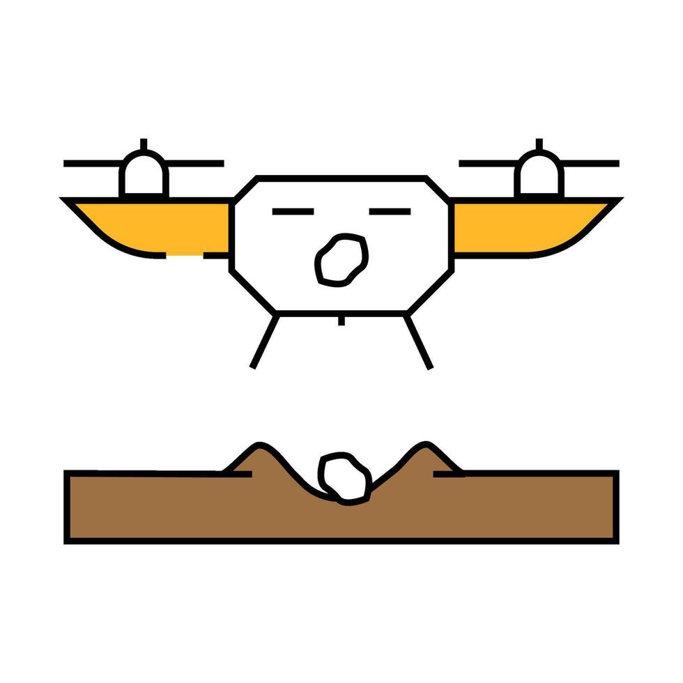 drone agriculture planting icon color illustration vector