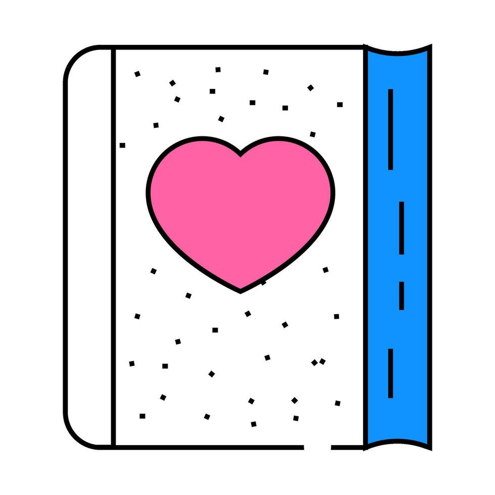 fluffy diary with heart icon color illustration vector