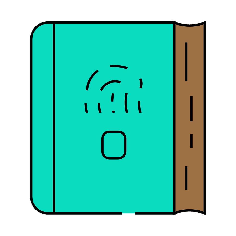 diary with fingerprint scanner icon color illustration vector