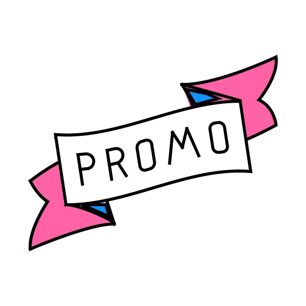 ribbon promo icon color illustration vector