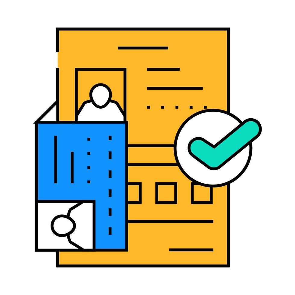 passport document approve icon color illustration vector