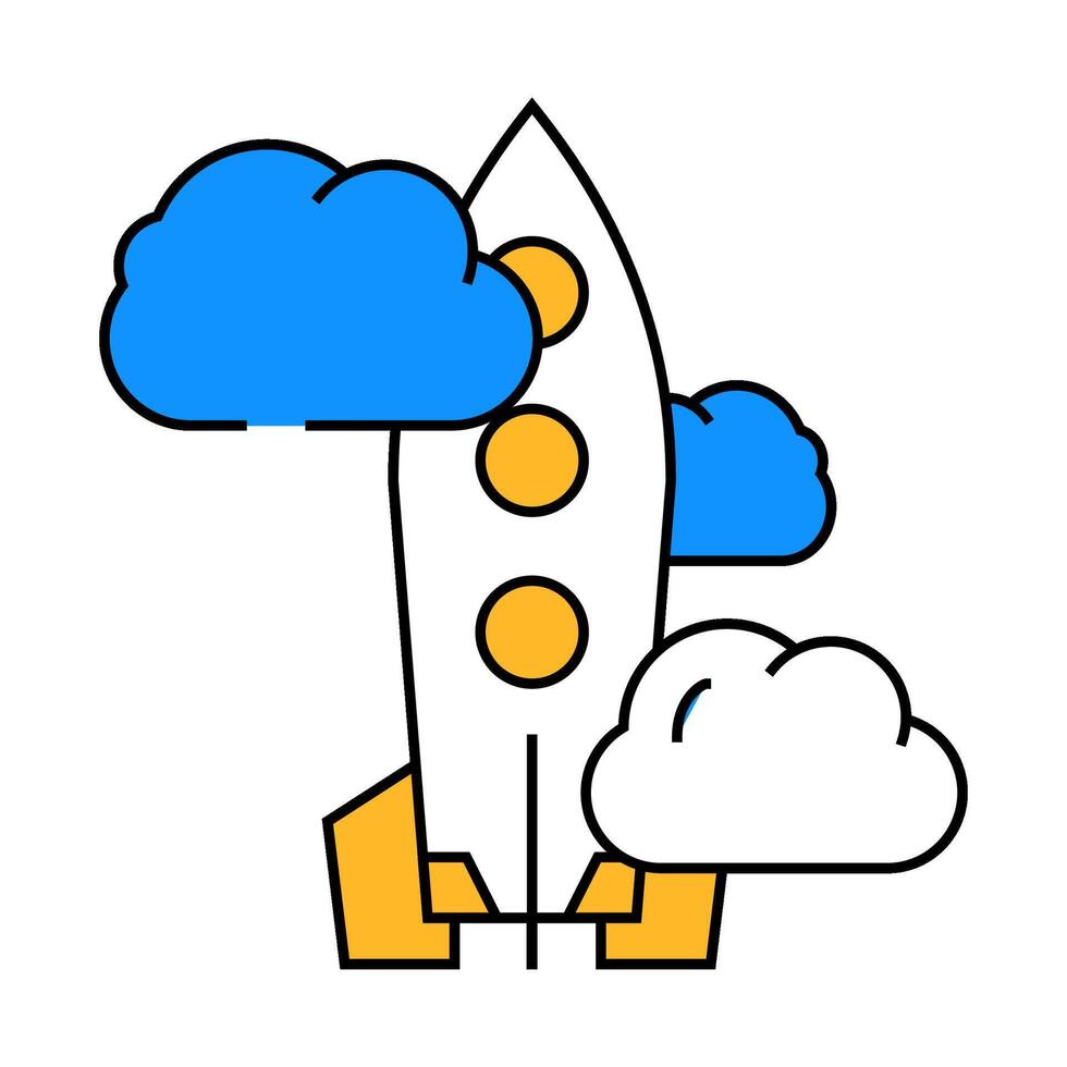 rocket launch icon color illustration vector