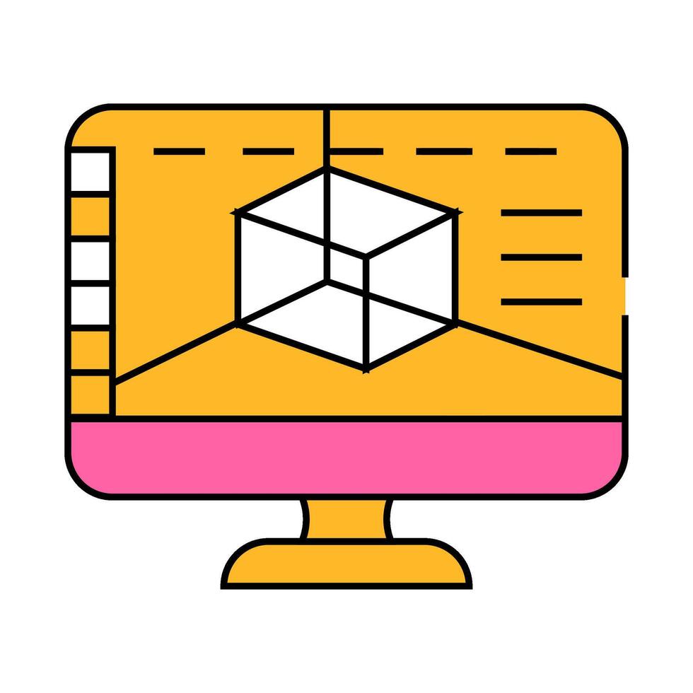 3d software icon color illustration vector