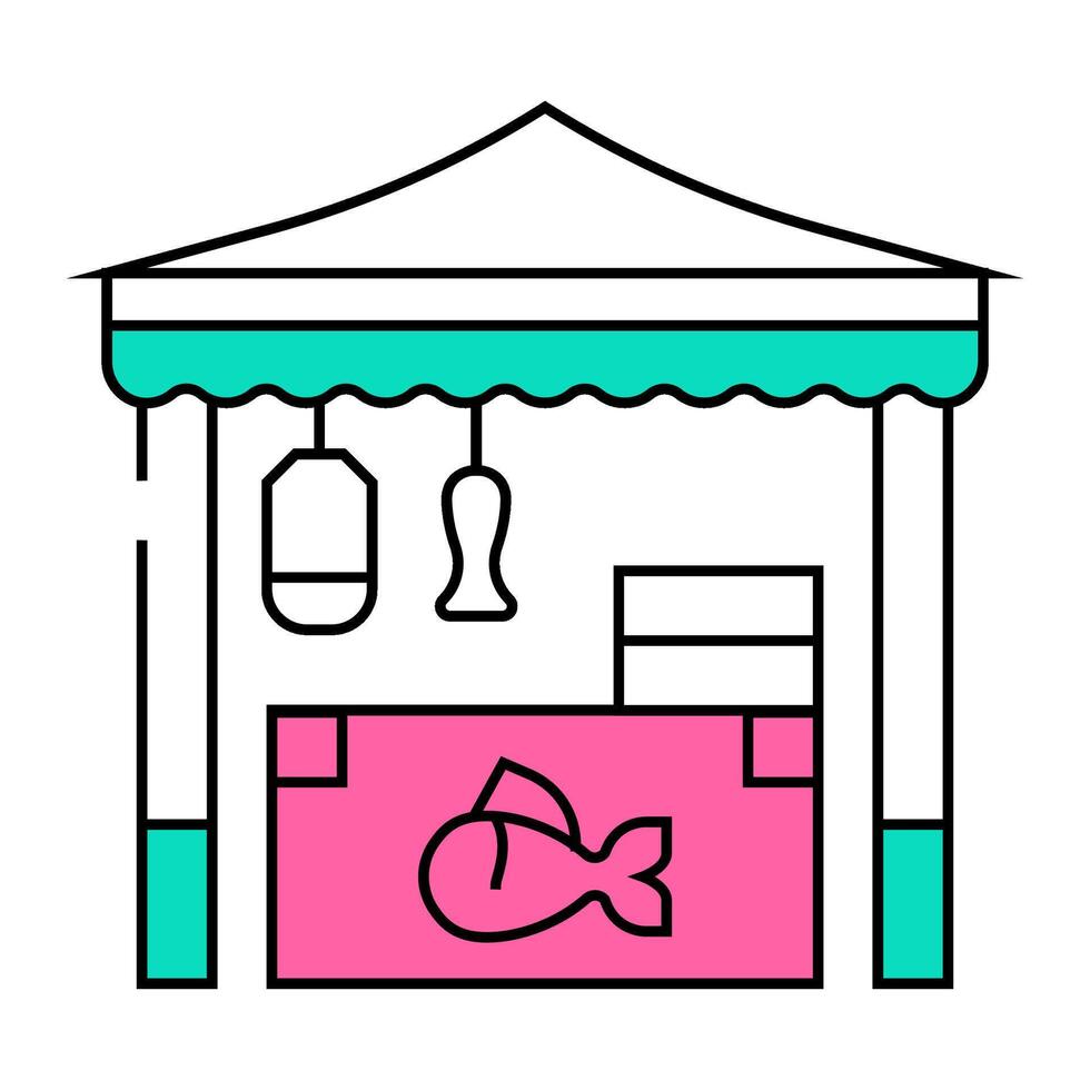 seafood market icon color illustration vector