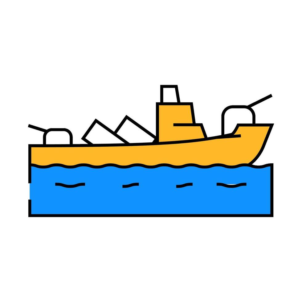military ship icon color illustration vector
