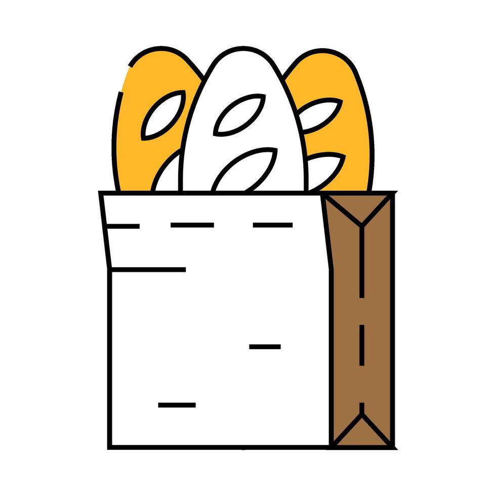 baguette bread icon color illustration vector