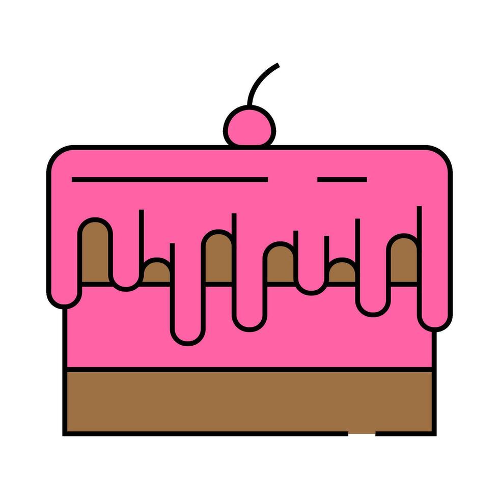 cake pie with cherry and cream icon color illustration vector