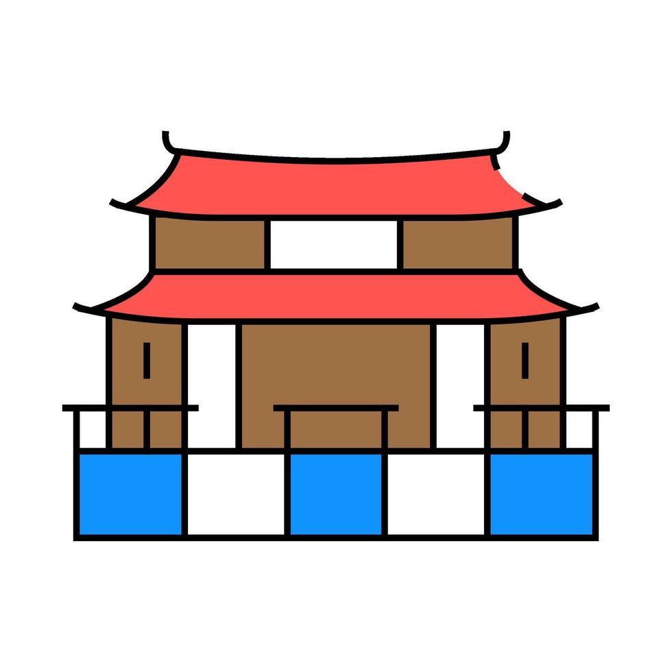 traditional chinese temple icon color illustration vector