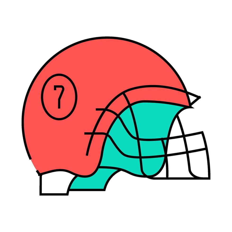 helmet football player head protective accessory icon color illustration vector