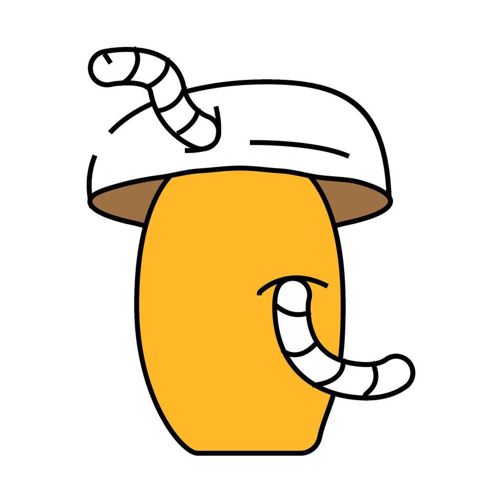 worm mushroom icon color illustration vector
