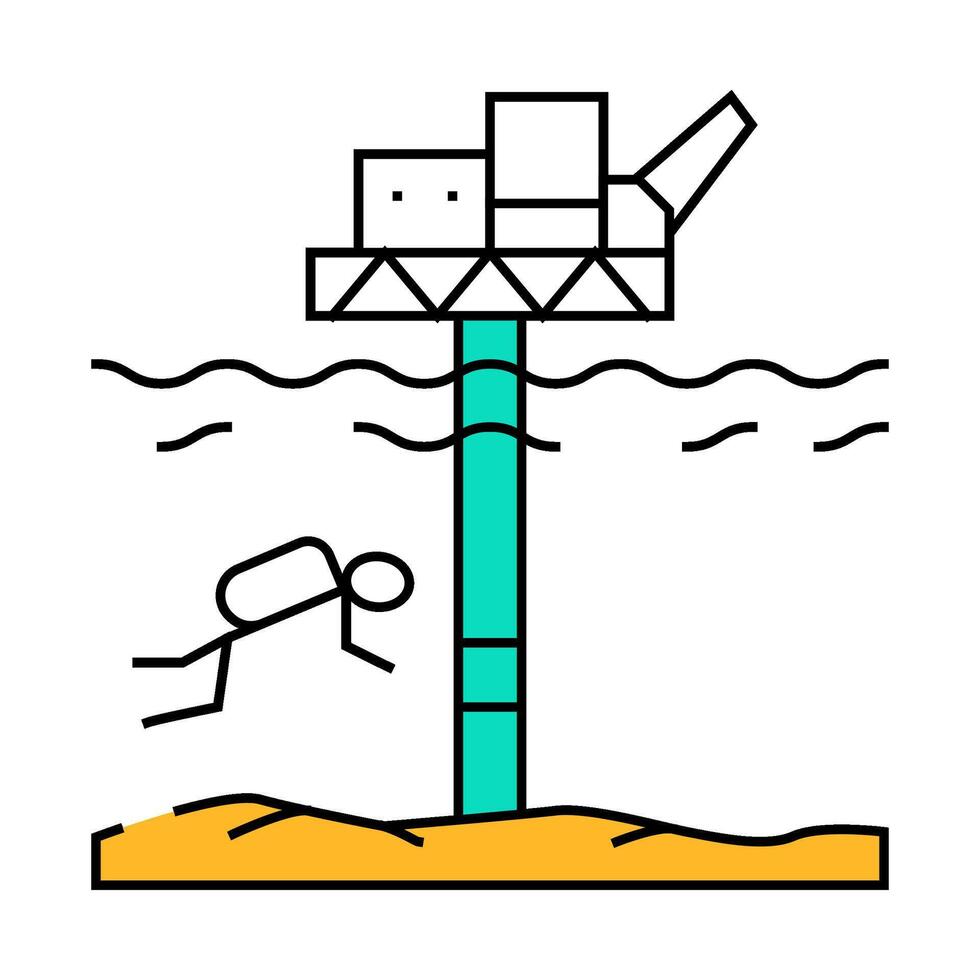 work with oil rigs icon color illustration vector