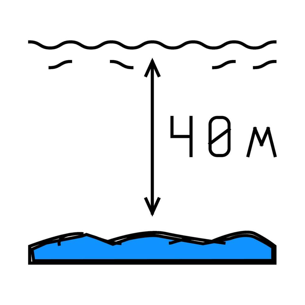 maximum diving depth on course icon color illustration vector