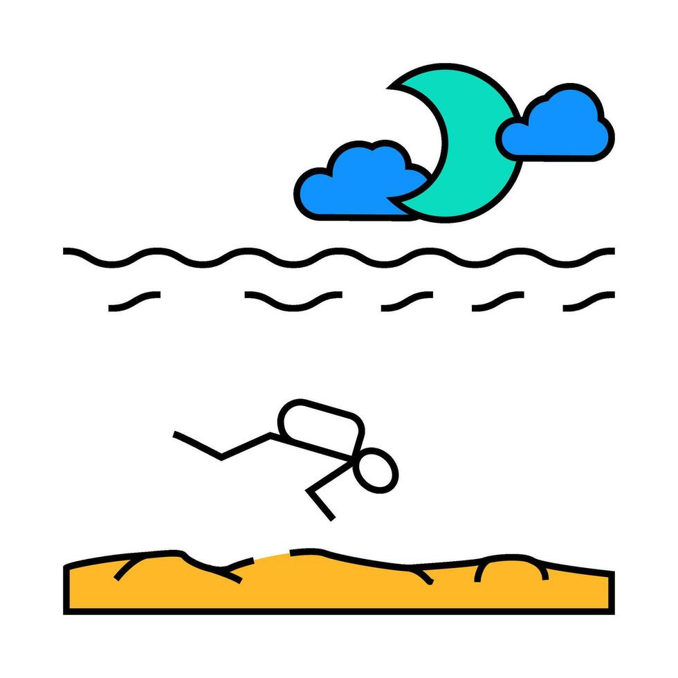 night diving course icon color illustration vector