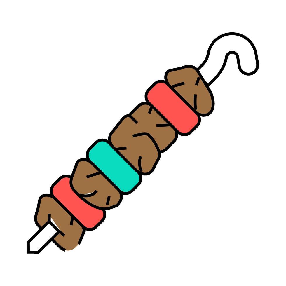 shashlik bbq fried meat icon color illustration vector