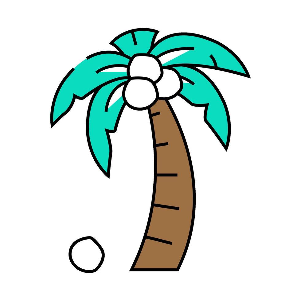 palm tree coconut icon color illustration vector