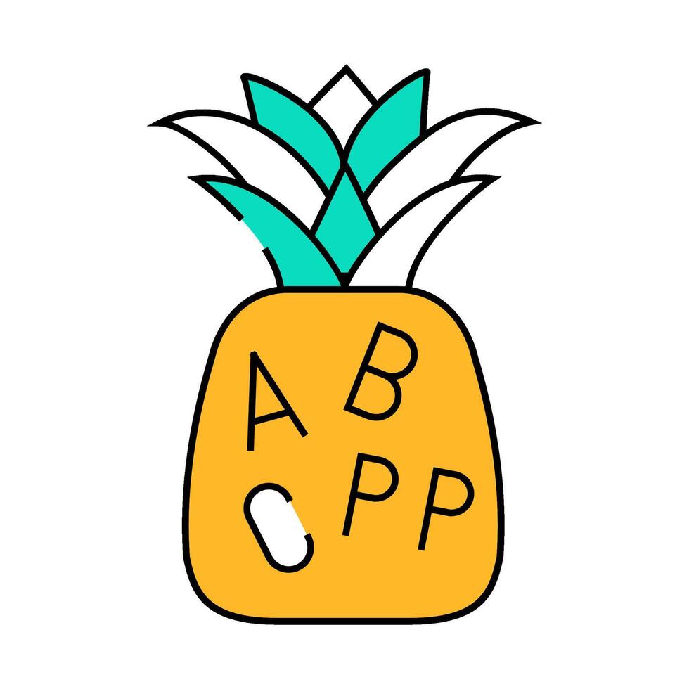 vitamin pineapple icon color illustration vector