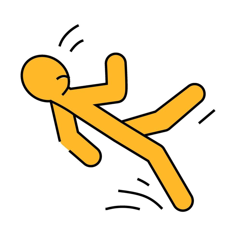 slipped man fall accident icon color illustration vector