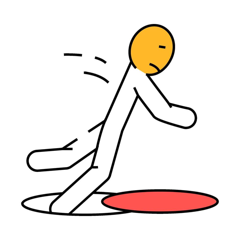 falling into sewer accident icon color illustration vector