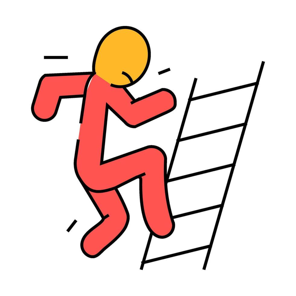fall ladder accident icon color illustration vector
