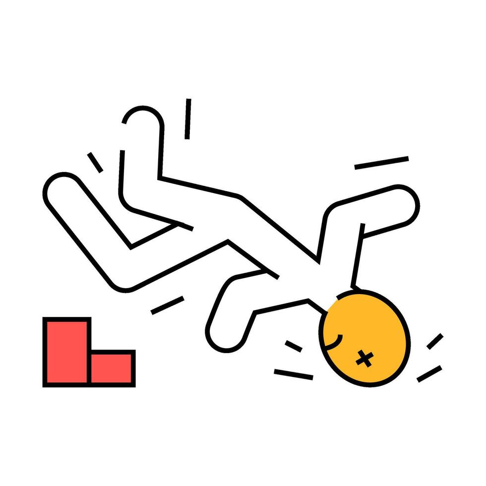 drop head kick accident icon color illustration vector
