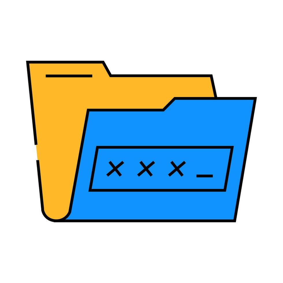 lock folder icon color illustration vector