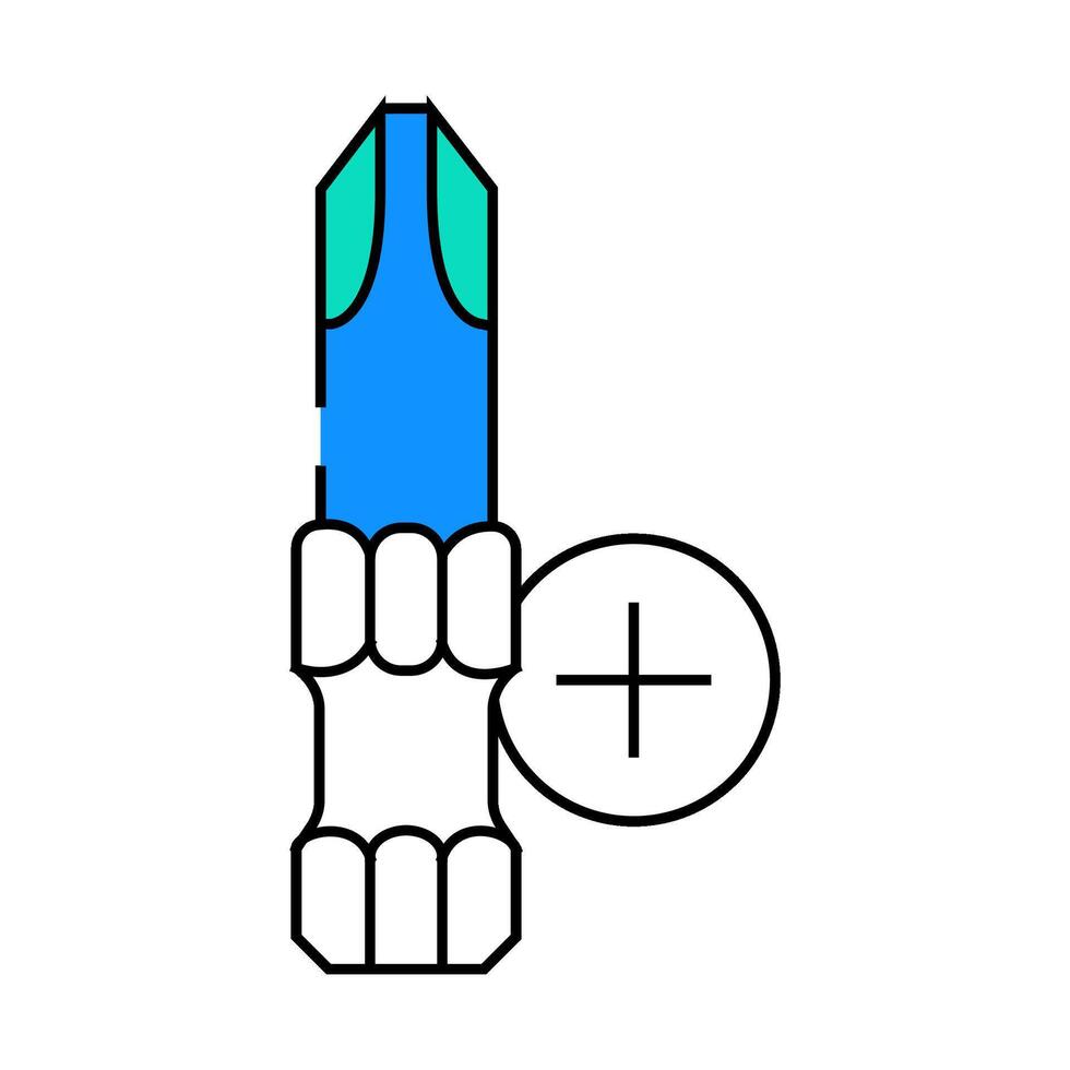 phillips head screwdriver bit icon color illustration vector