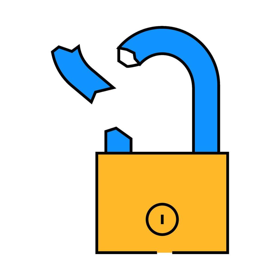unlock padlock icon color illustration vector