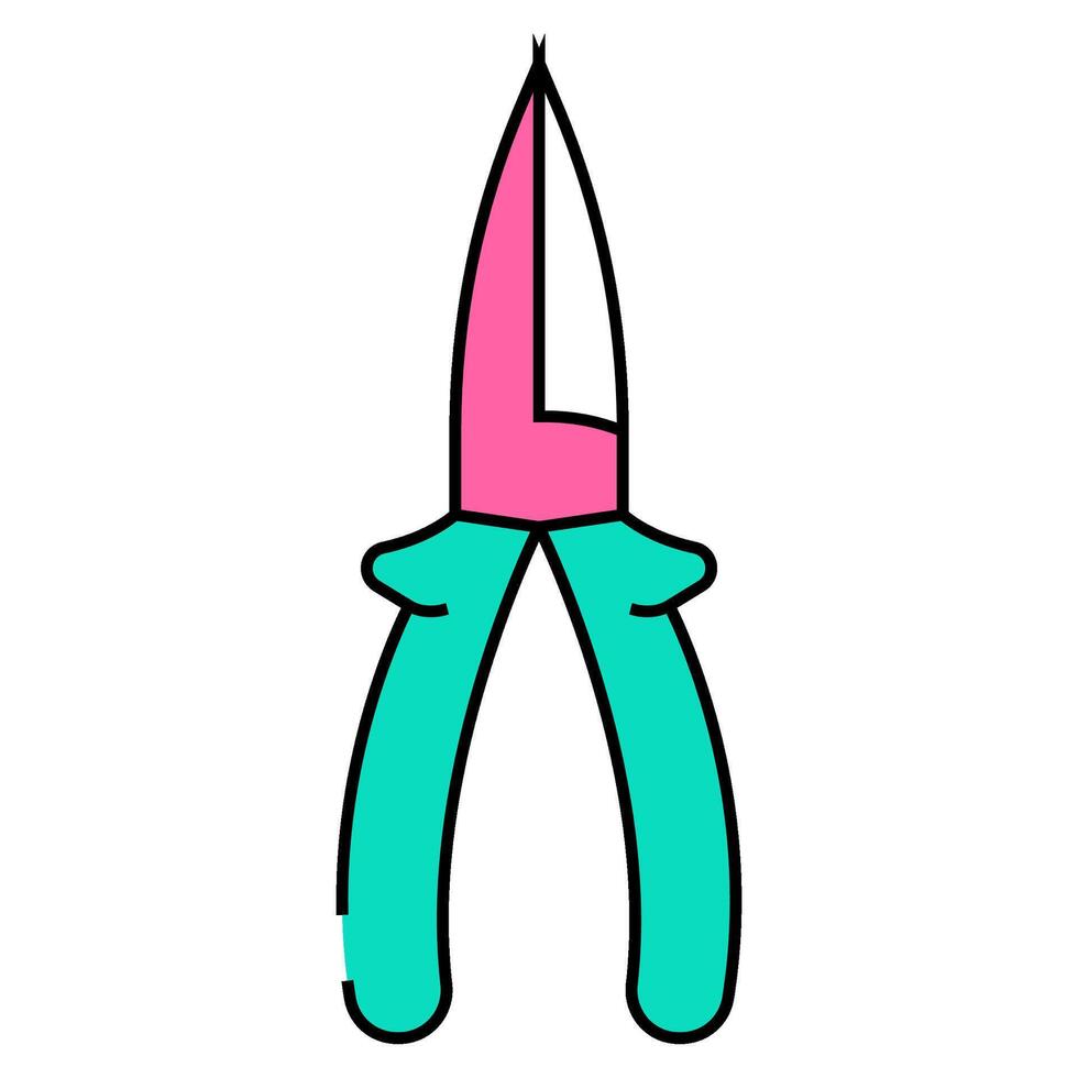 long nose pliers icon color illustration vector