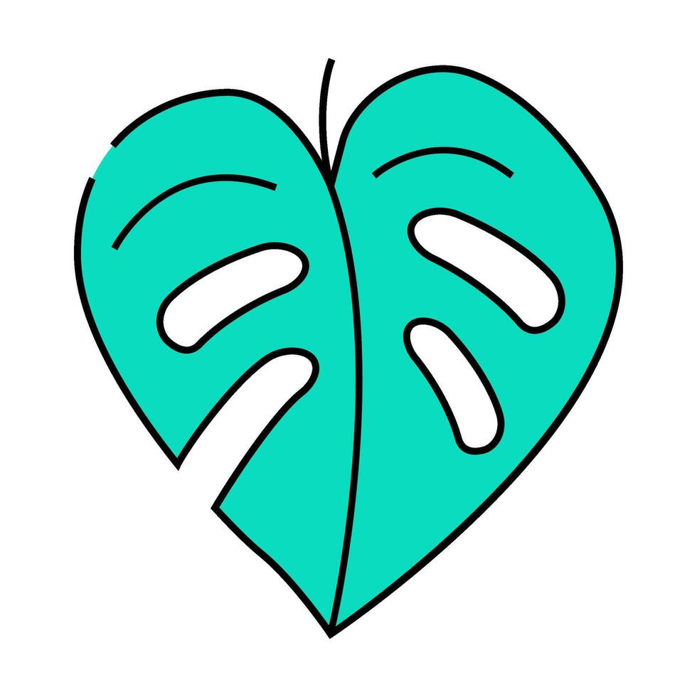 monstera leaf plant icon color illustration vector