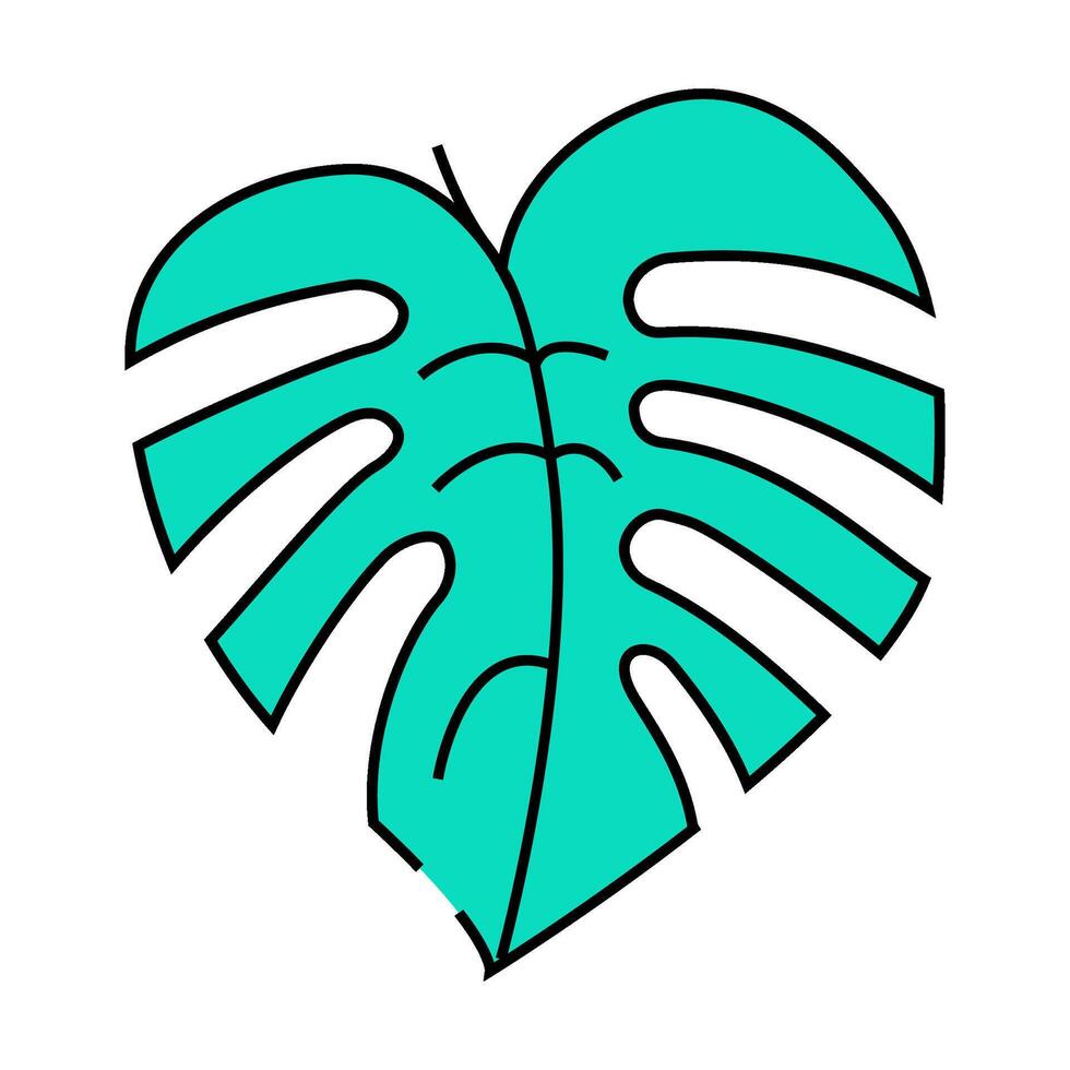 monstera leaf tropical icon color illustration vector