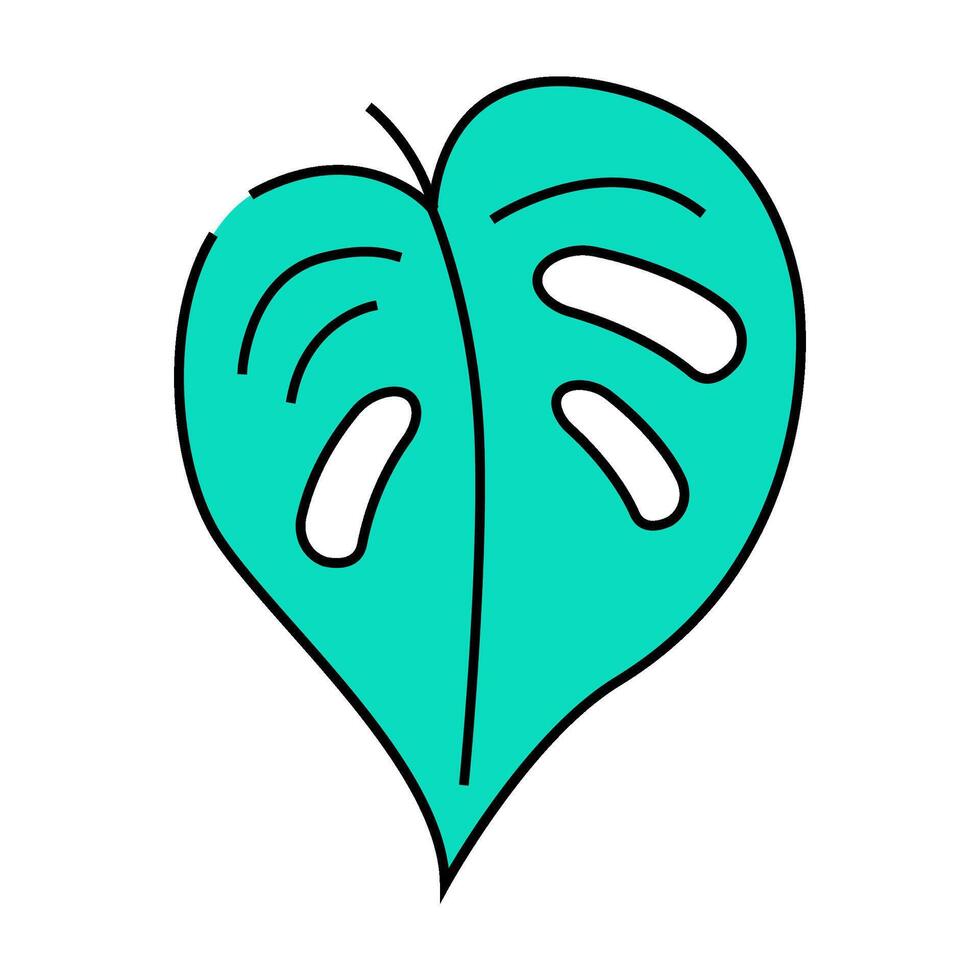 monstera tropical leaf icon color illustration vector