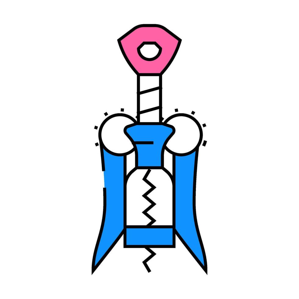 corkscrew hand wine icon color illustration vector