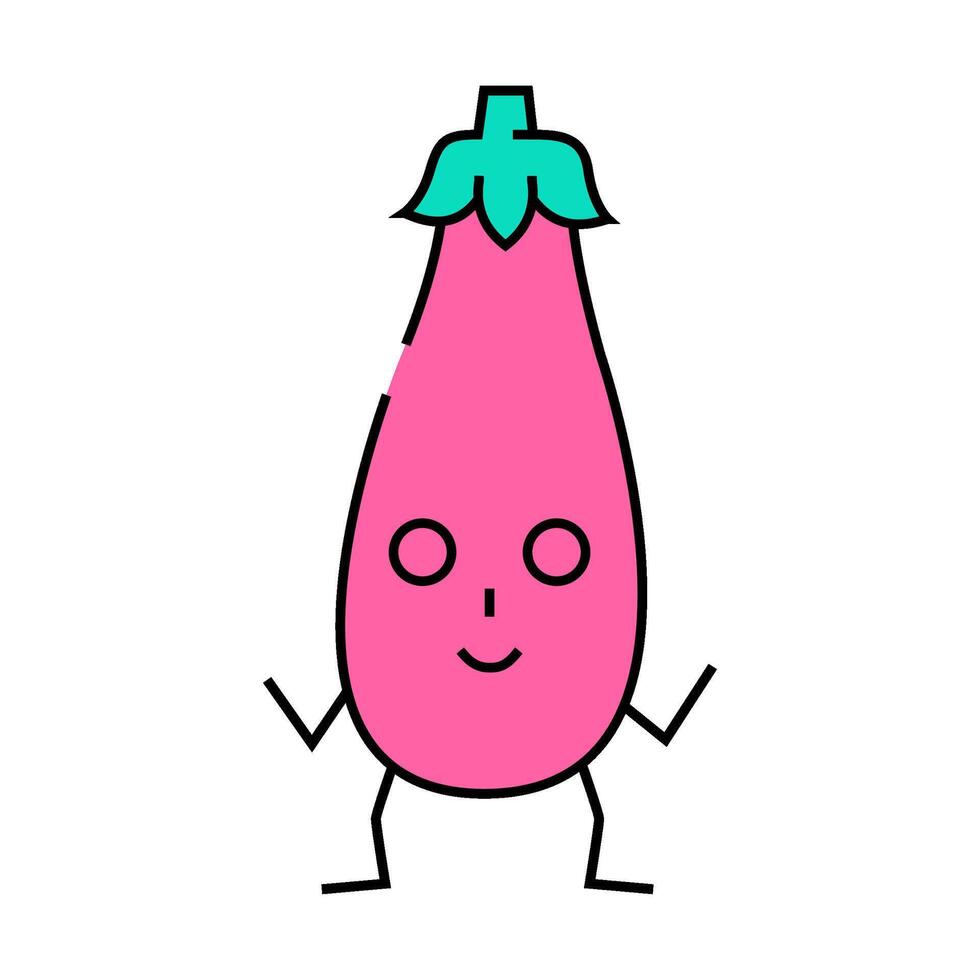 eggplant character icon color illustration vector