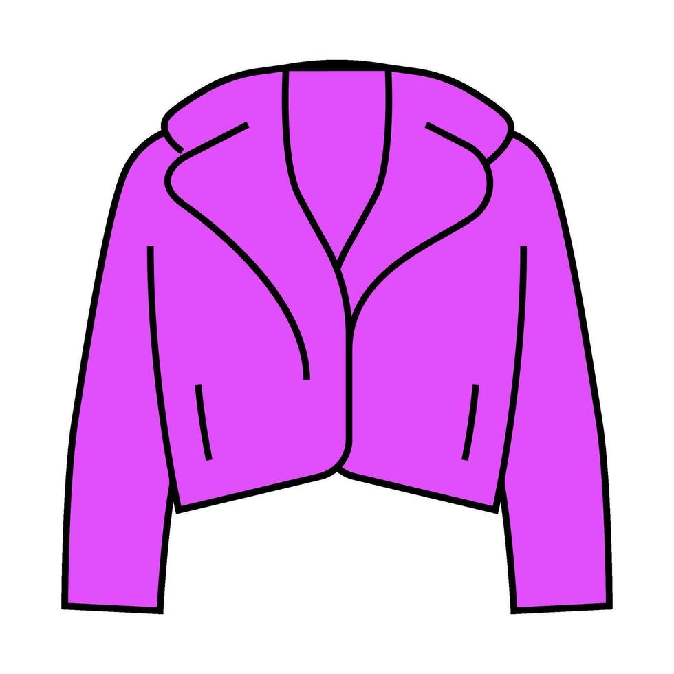 fur jacket outerwear female icon color illustration vector