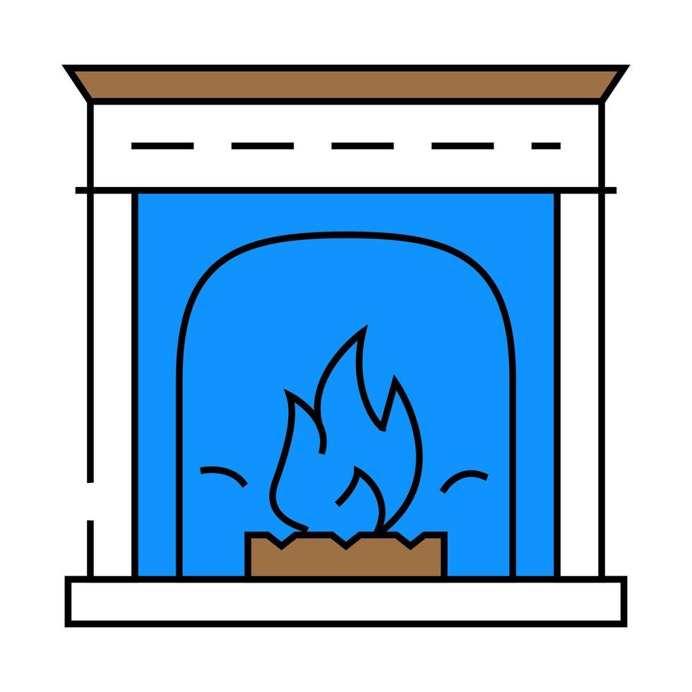 fireplace icon color illustration vector