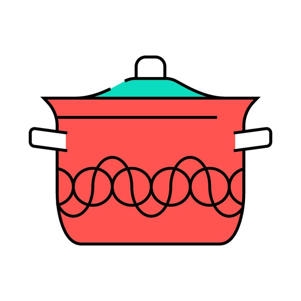 silver pot cooking icon color illustration vector
