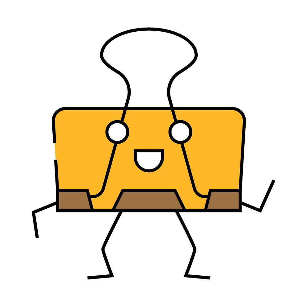 binder clip school character icon color illustration vector