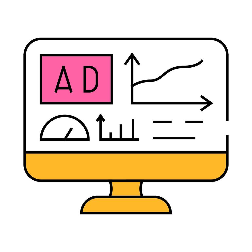 research advertising icon color illustration vector