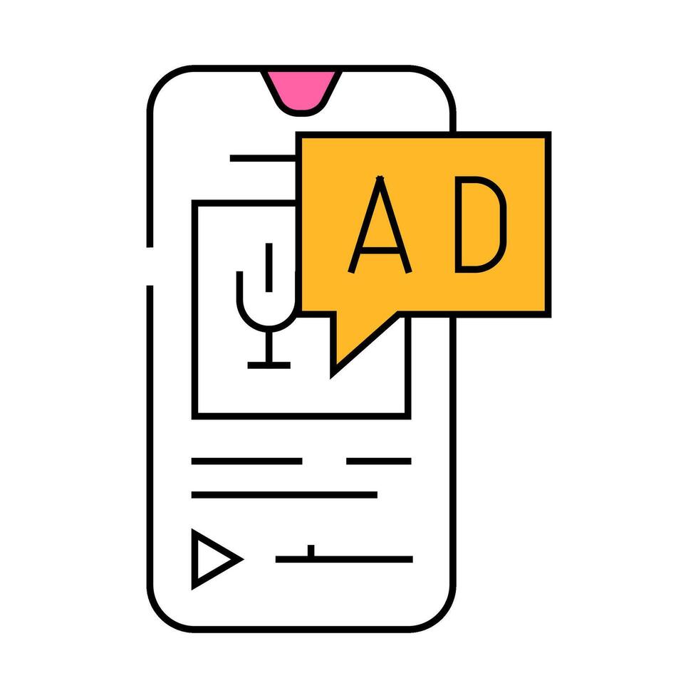 podcast advertising icon color illustration vector
