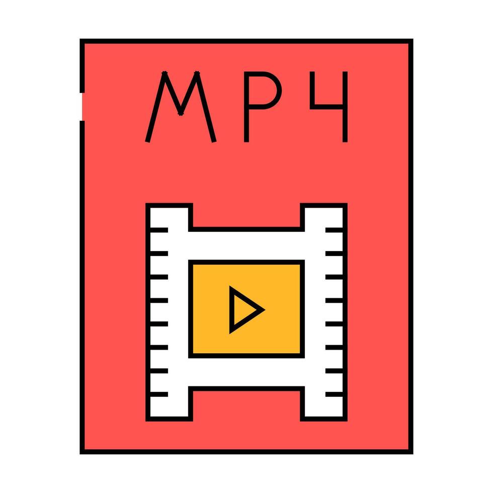 mp4 file format document icon color illustration vector