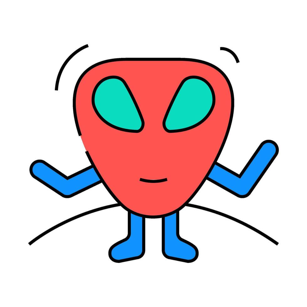 alien monster funny icon color illustration vector