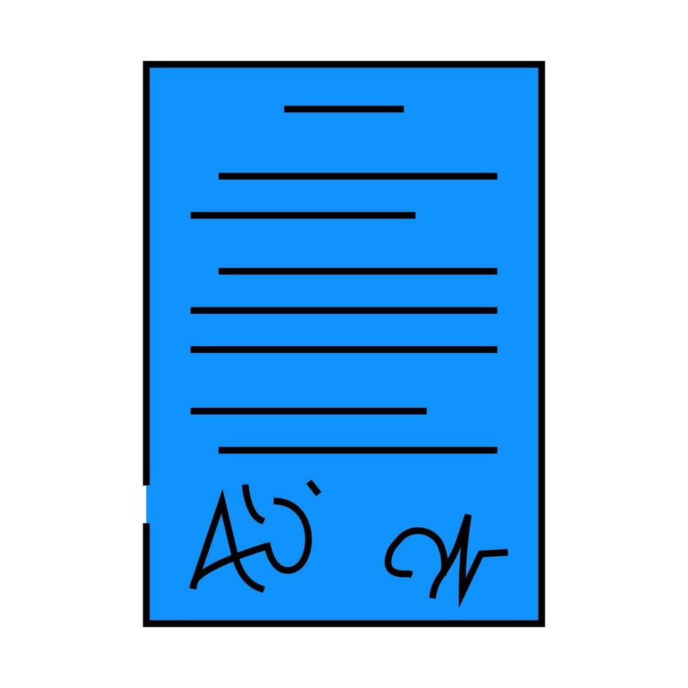 contract paper document icon color illustration vector